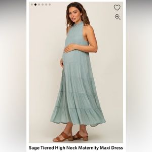 Pinkblush Sage Tiered High Neck Maternity Maxi Dress